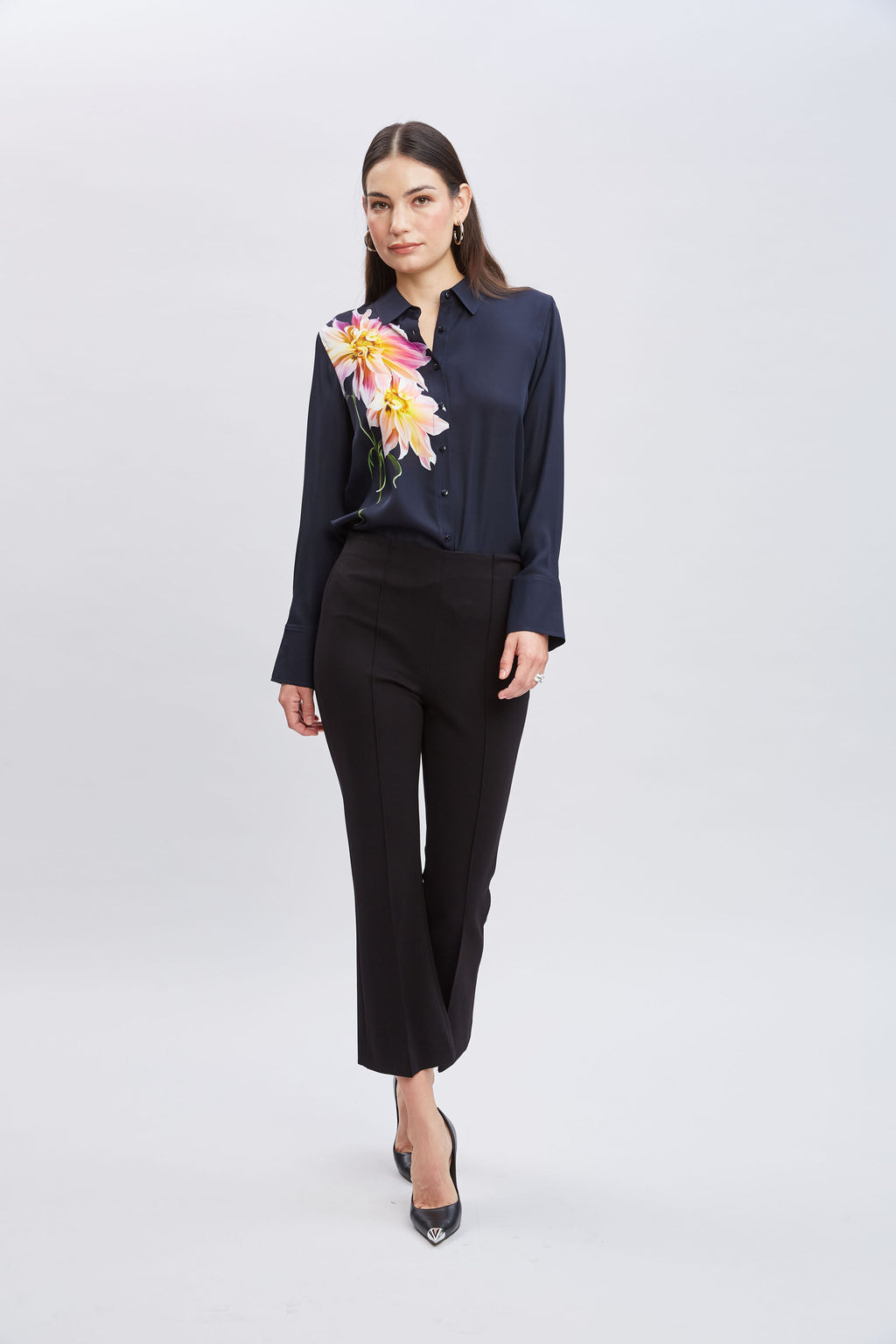 Women Silk Dahlia Button Down Shirt  | Elie Tahari