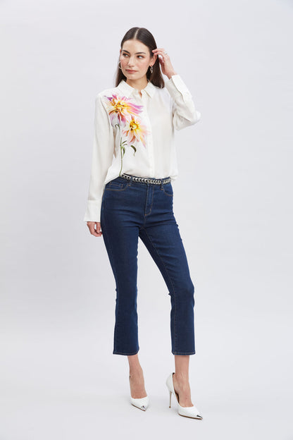 Women Silk Dahlia Button Down Shirt  | Elie Tahari