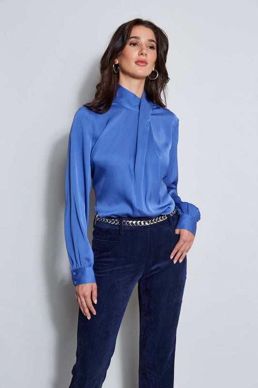 Women Silk Draped Neck Shirt  | Elie Tahari