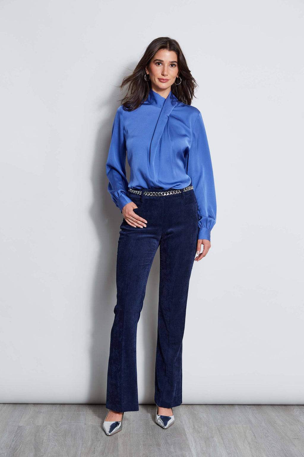 Women Silk Draped Neck Shirt  | Elie Tahari