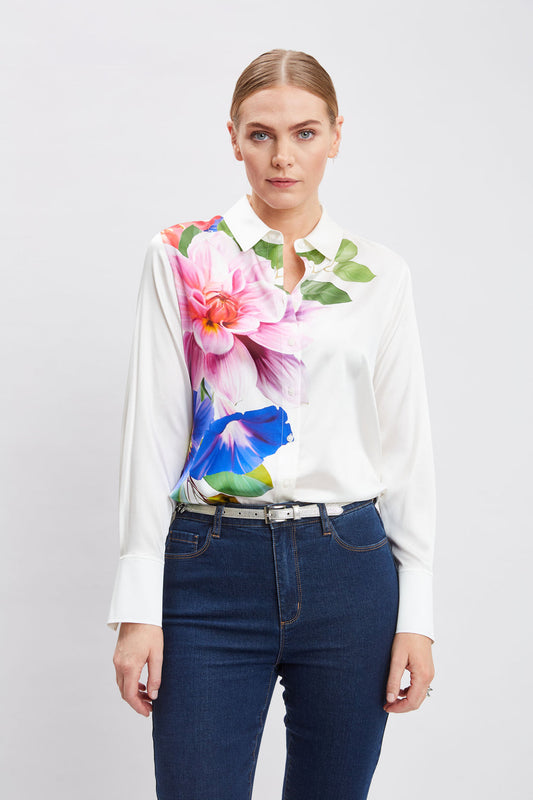 Women Cascade Digital Floral Shirt  | Elie Tahari