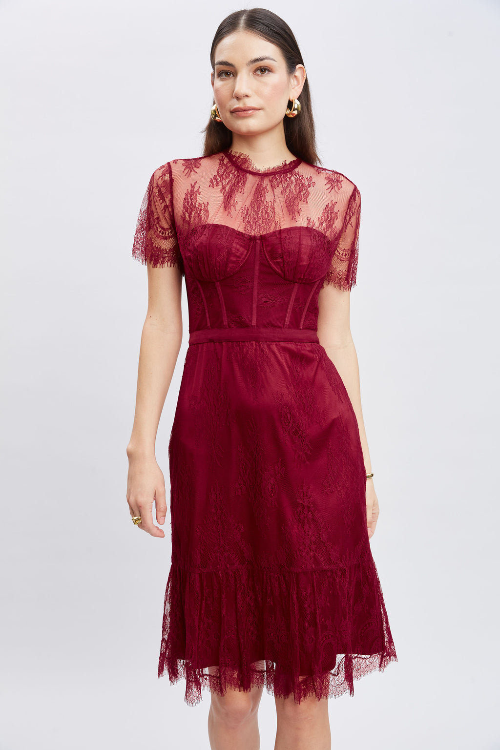 Women Corset Lace Dress Scarlet | Elie Tahari