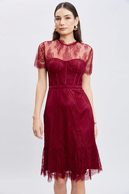 Women Corset Lace Dress Scarlet | Elie Tahari