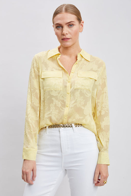Women Silk Jacquard Utility Shirt  | Elie Tahari