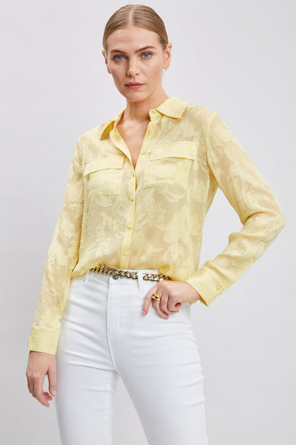 Women Silk Jacquard Utility Shirt  | Elie Tahari