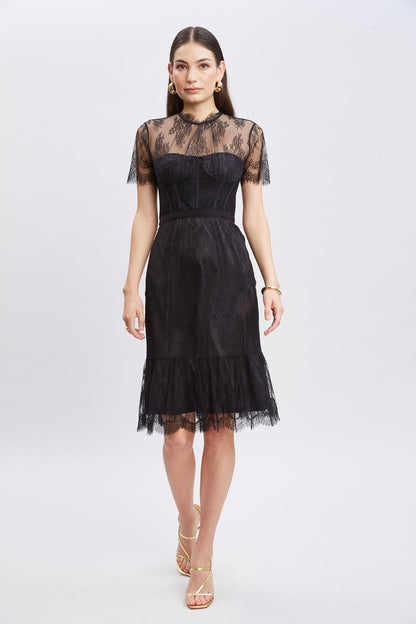 Women Corset Lace Dress Black | Elie Tahari