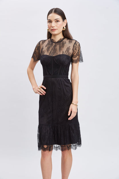 Women Corset Lace Dress Black | Elie Tahari