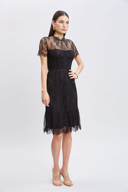 Women Corset Lace Dress Black | Elie Tahari