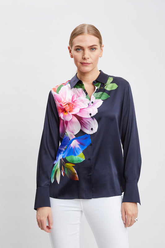 Women Cascade Digital Floral Shirt  | Elie Tahari