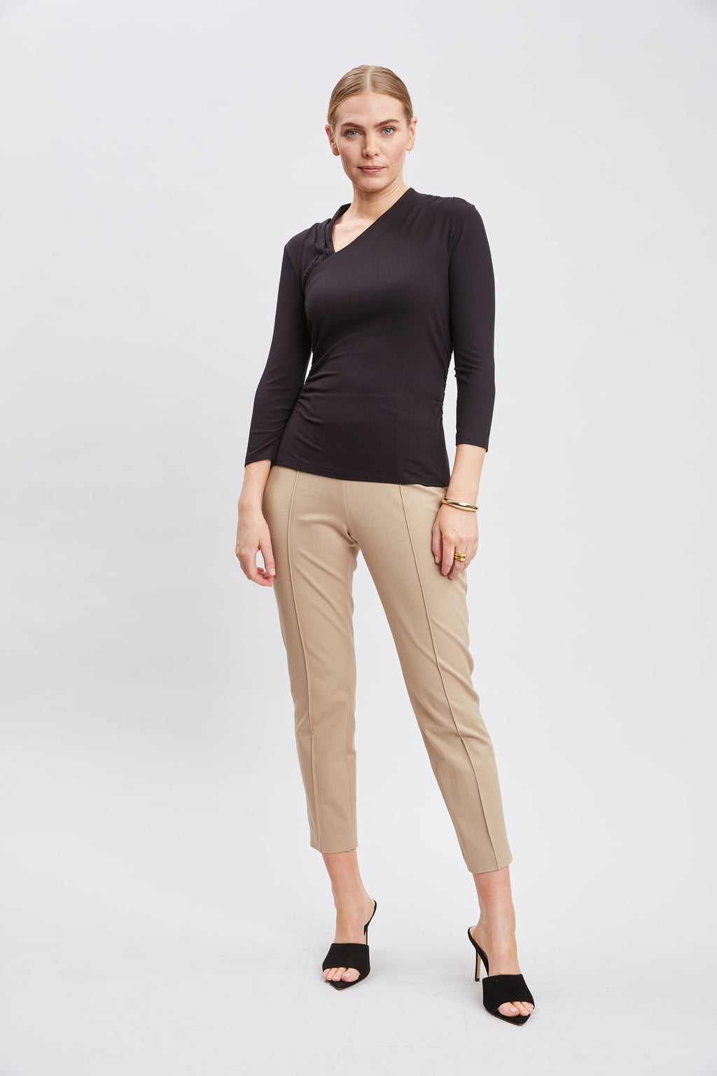 Women Asymmetric Rib Knit Black | Elie Tahari