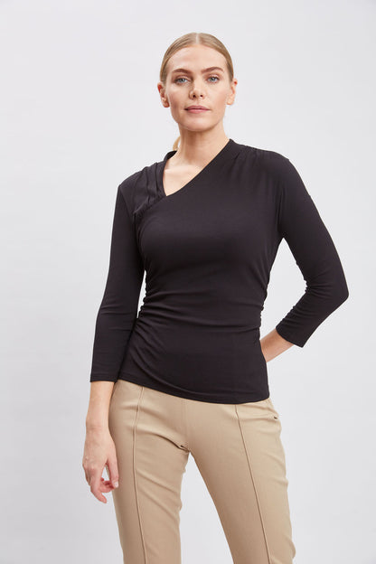 Women Asymmetric Rib Knit Black | Elie Tahari