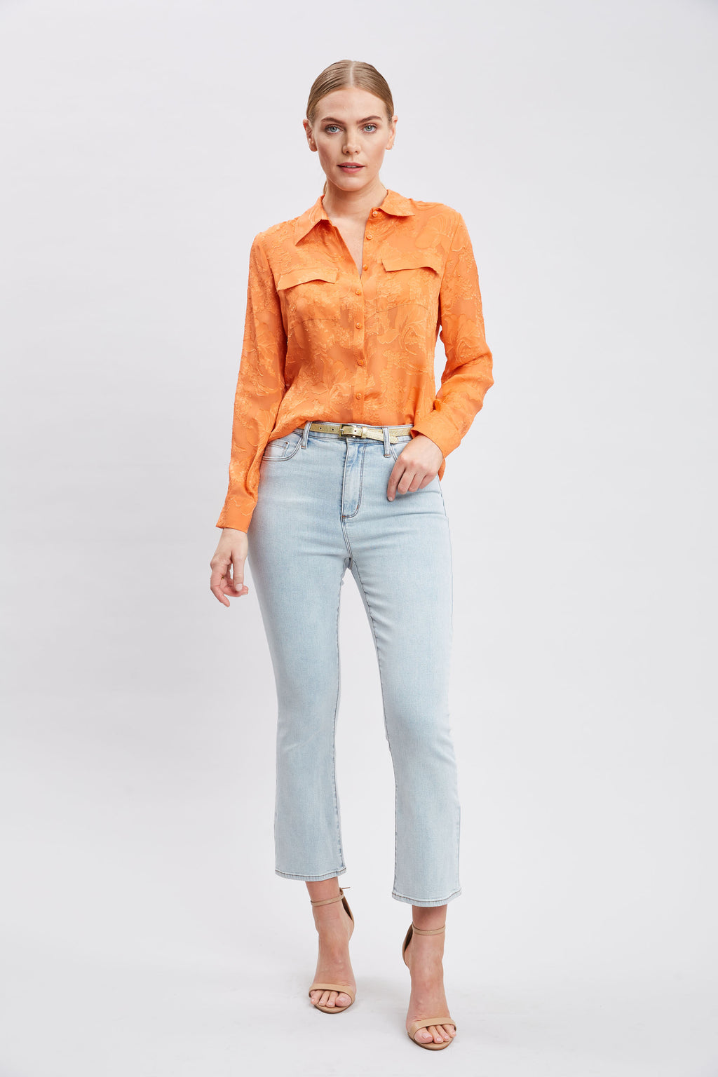 Women Silk Jacquard Utility Shirt  | Elie Tahari