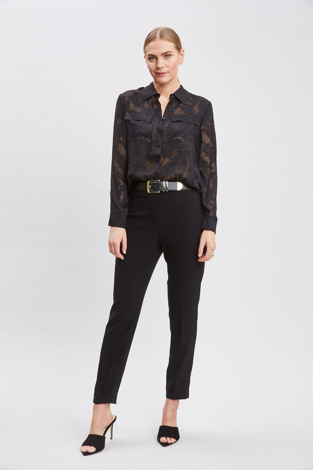 Women Silk Jacquard Utility Shirt  | Elie Tahari
