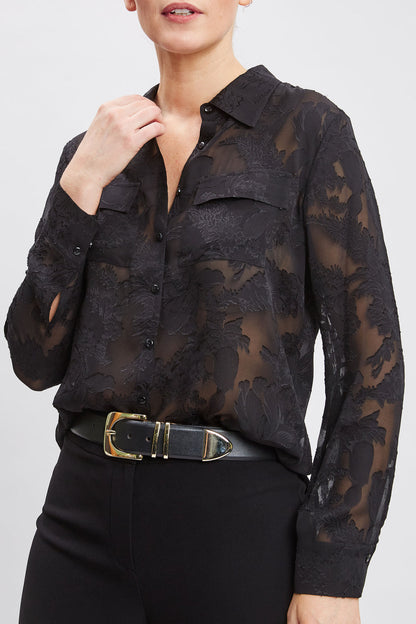 Women Silk Jacquard Utility Shirt  | Elie Tahari