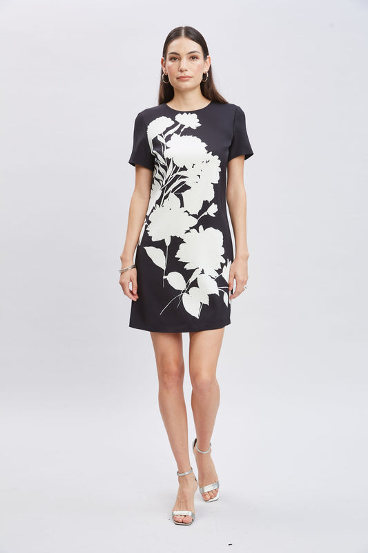 Women Midnight Garden Shift Dress Black-Ivory | Elie Tahari