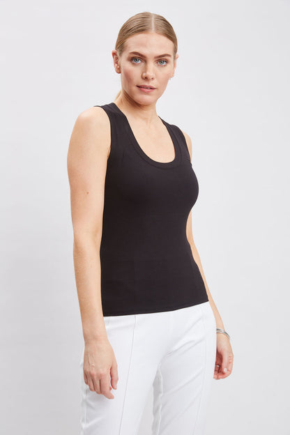 Women Rib Scoop Neck Knit  | Elie Tahari