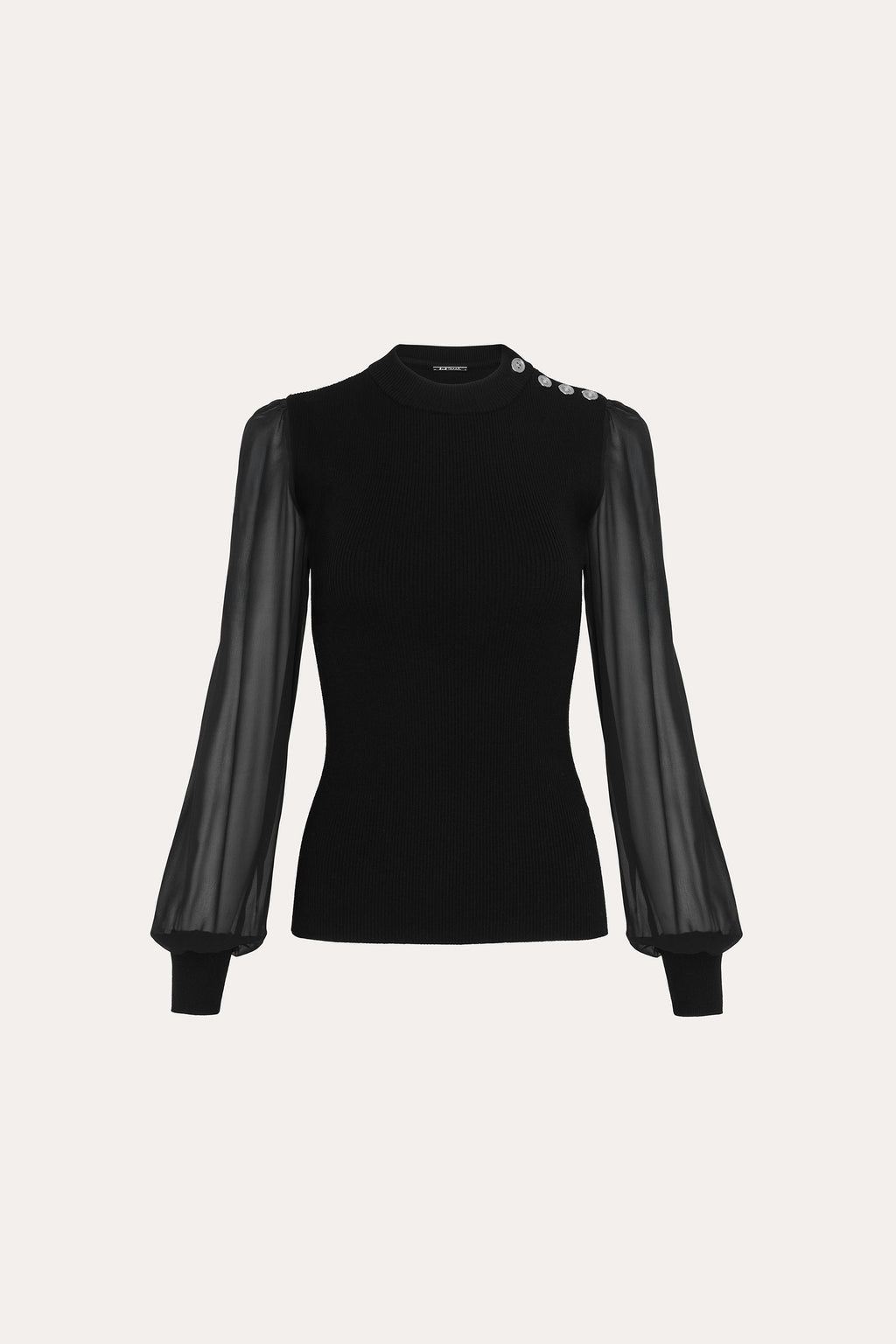 Women Chiffon Sleeve Knit Black | Elie Tahari