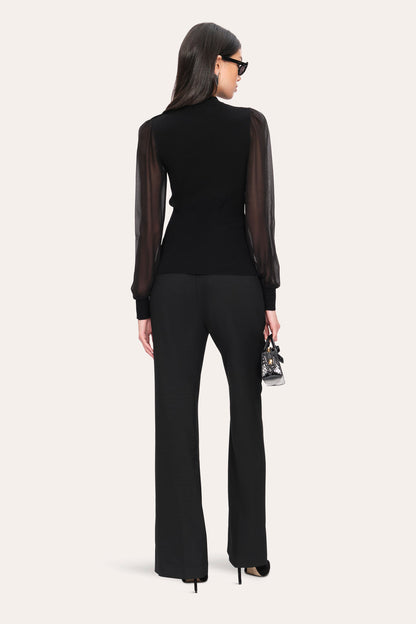 Women Chiffon Sleeve Knit Black | Elie Tahari