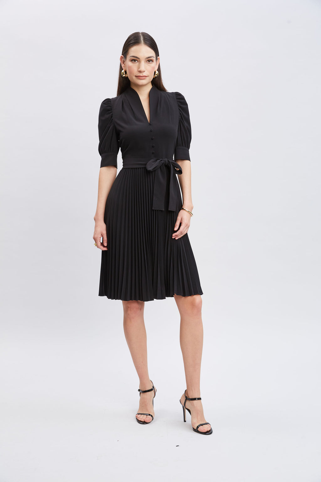 Women Pleated Contour Dress Black | Elie Tahari