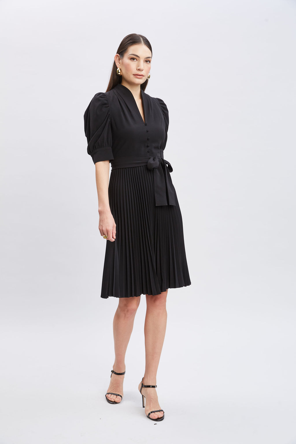 Women Pleated Contour Dress Black | Elie Tahari