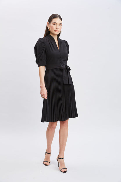 Women Pleated Contour Dress Black | Elie Tahari