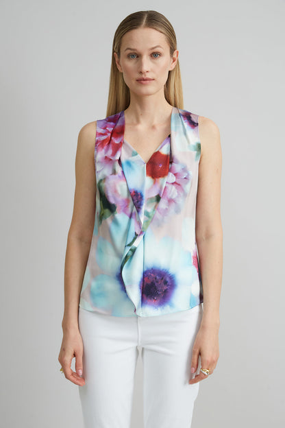 Women Silk Satin Fantasia Floral Shirt  | Elie Tahari