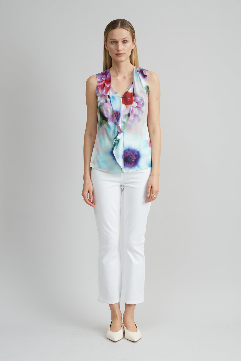Women Silk Satin Fantasia Floral Shirt  | Elie Tahari