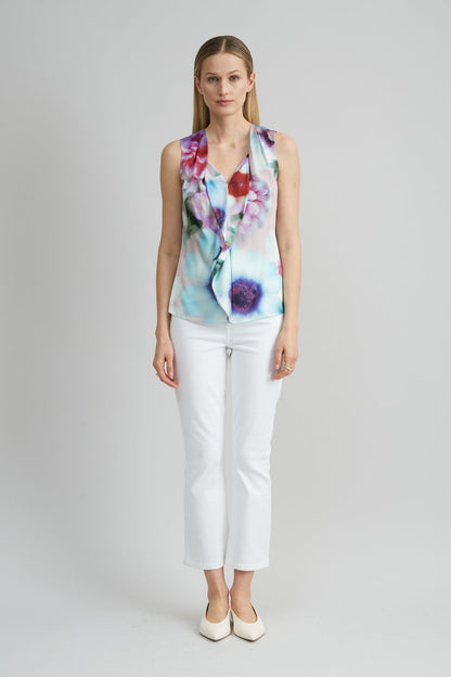 Women Silk Satin Fantasia Floral Shirt  | Elie Tahari