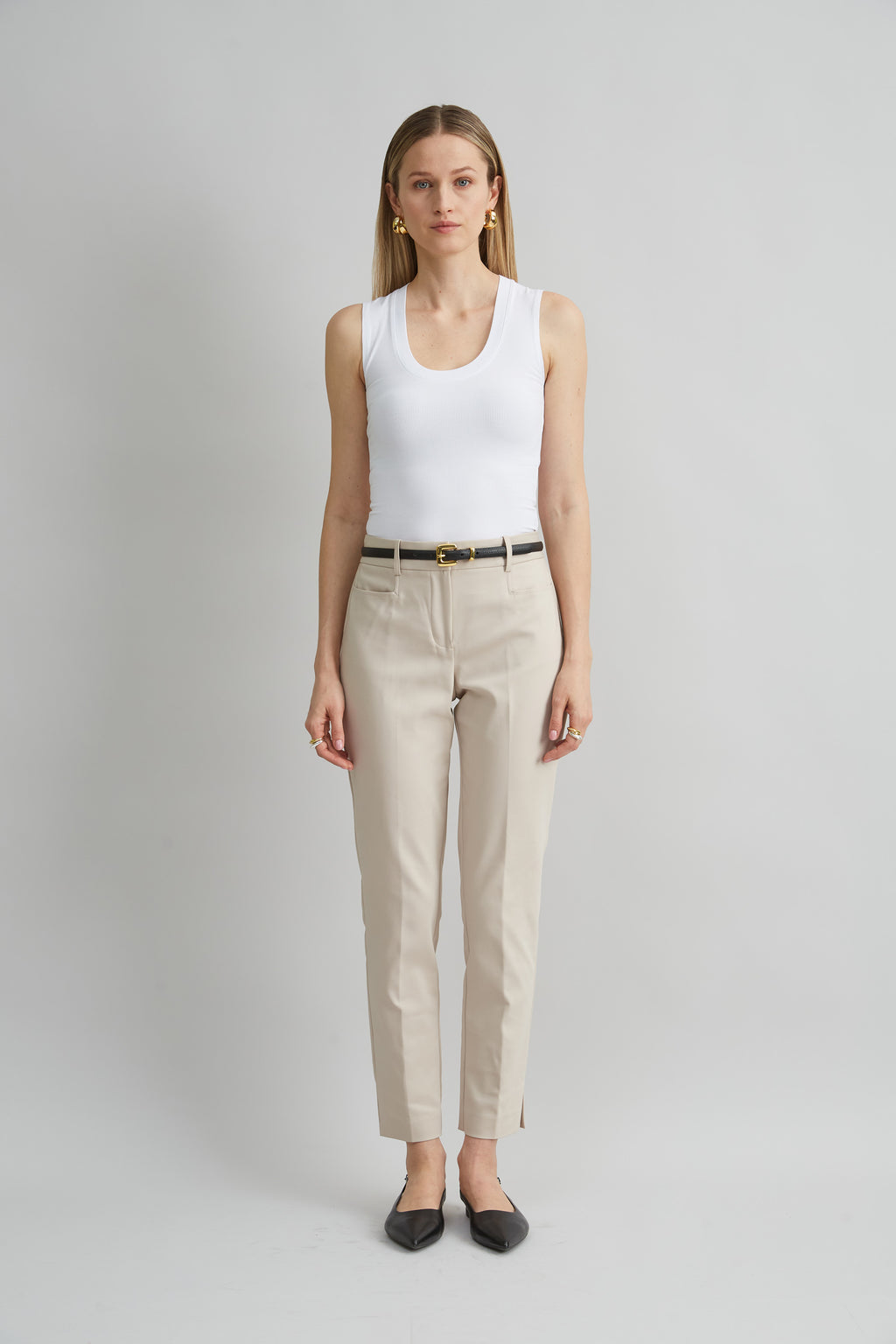 Women Cotton Slim Slit Pant  | Elie Tahari