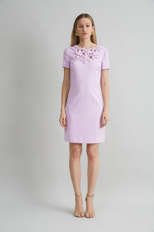 Women Short Sleeve Flower Applique Dress Thistle | Elie Tahari
