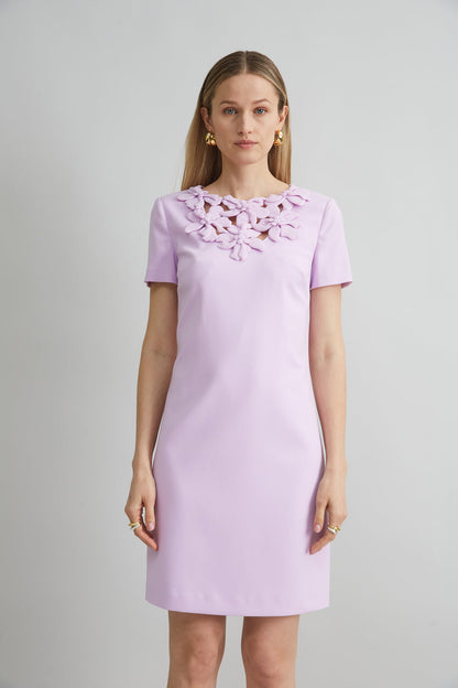Women Short Sleeve Flower Applique Dress Thistle | Elie Tahari
