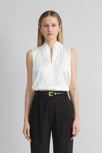Women Sleeveless Silk Satin Contour Shirt  | Elie Tahari