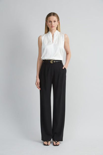 Women Sleeveless Silk Satin Contour Shirt  | Elie Tahari