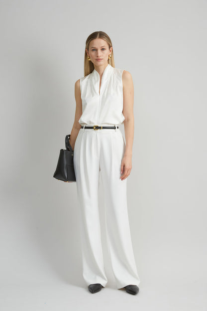 Women Sleeveless Silk Satin Contour Shirt  | Elie Tahari