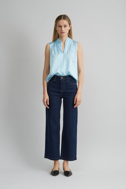 Women Sleeveless Silk Satin Contour Shirt  | Elie Tahari