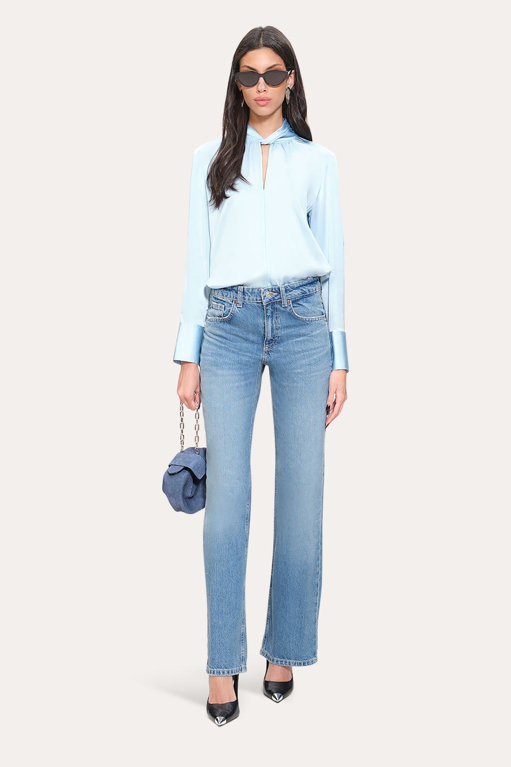 Women Silk Twist Shirt Crystal Blue | Elie Tahari