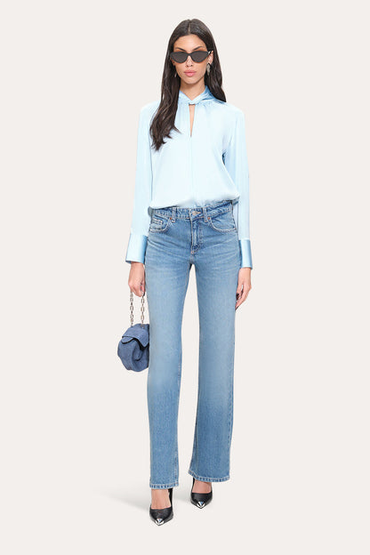 Women Silk Twist Shirt Crystal Blue | Elie Tahari
