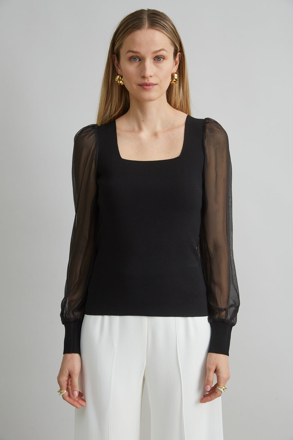 Women Chiffon Sleeve Sweater  | Elie Tahari