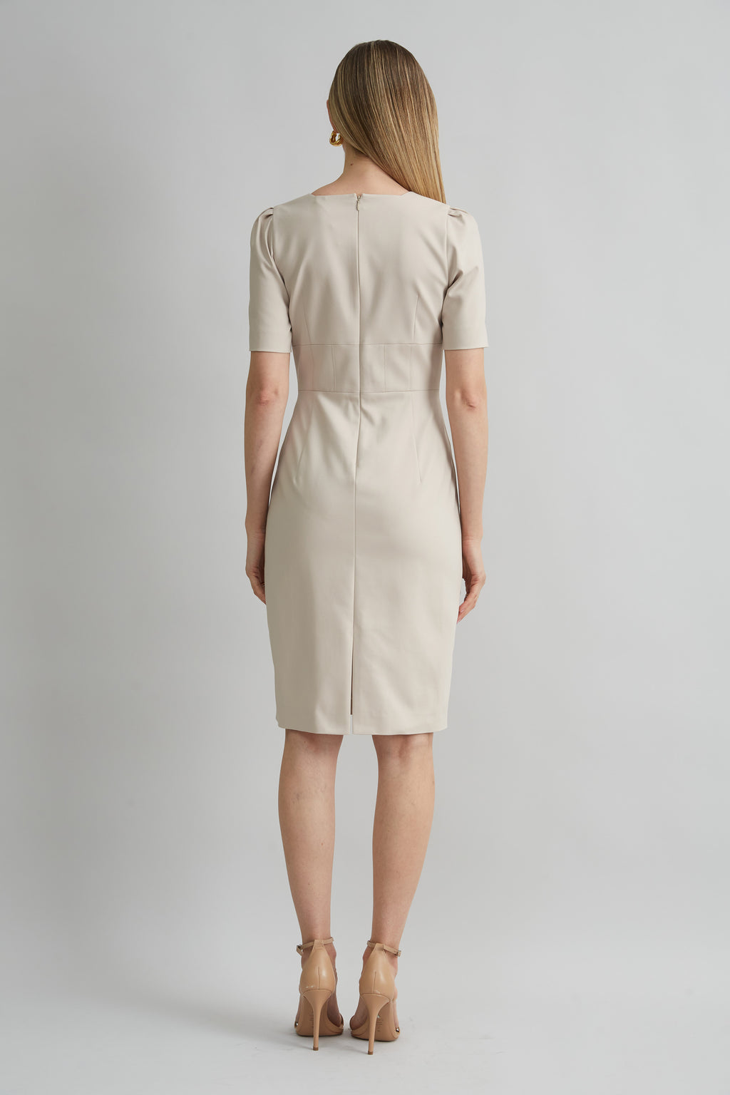 Women Short Sleeve Square Neck Cotton Dress Driftwood | Elie Tahari