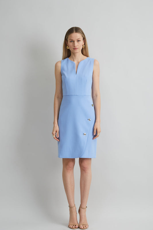 Women Contour Crepe Button Dress Horizon Blue | Elie Tahari