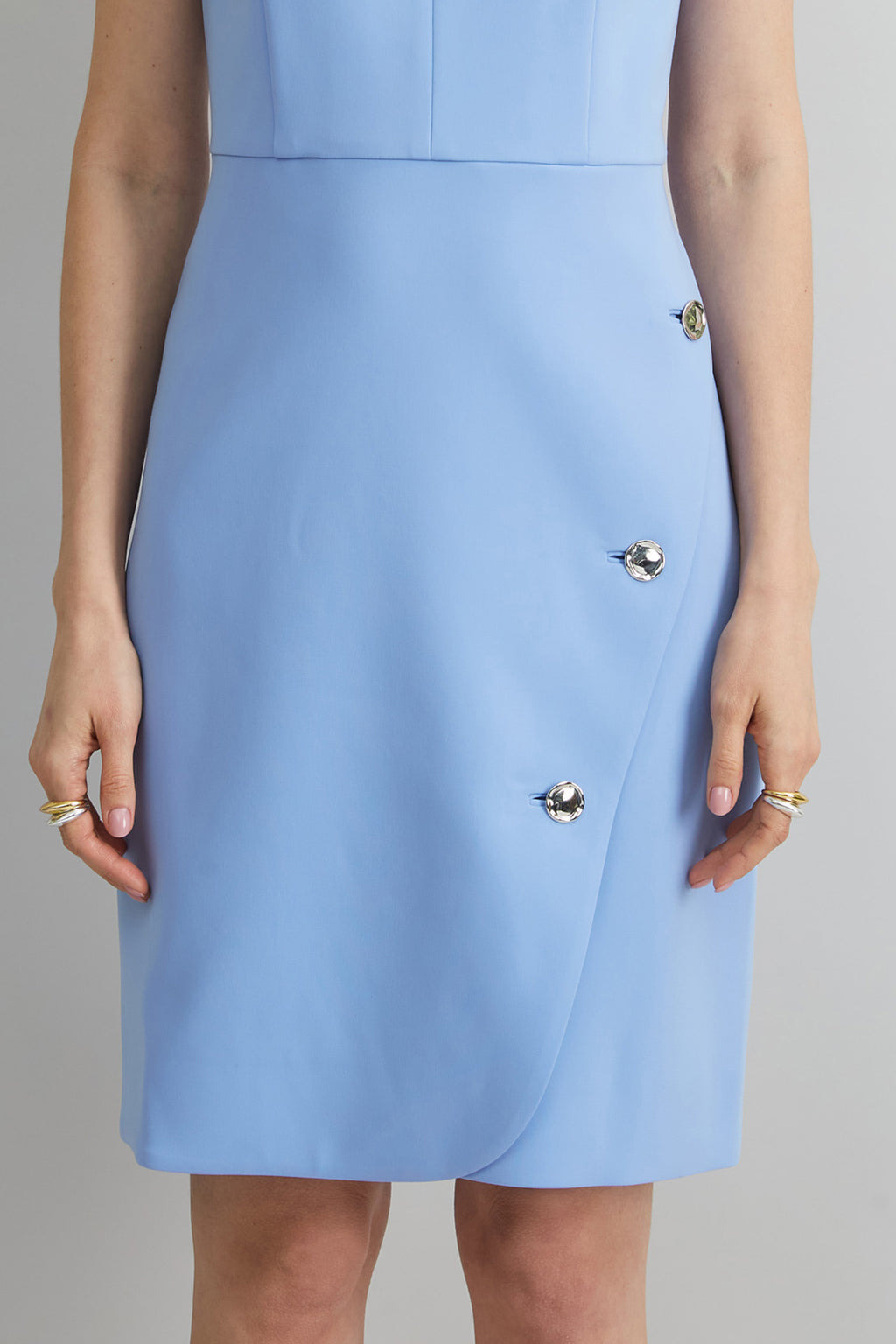 Women Contour Crepe Button Dress Horizon Blue | Elie Tahari