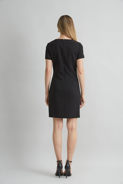 Women Short Sleeve Flower Applique Dress Black | Elie Tahari