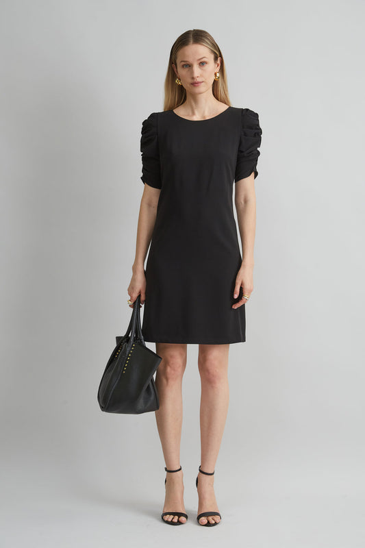 Women Ruched Sleeve Shift Dress Black | Elie Tahari