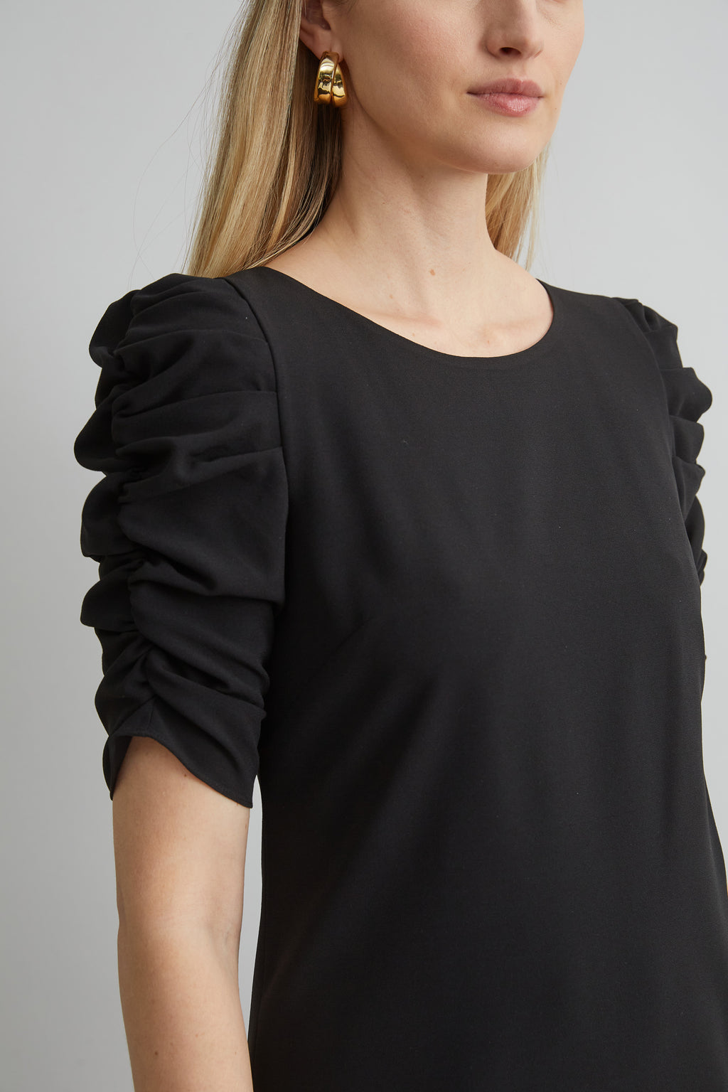Women Ruched Sleeve Shift Dress Black | Elie Tahari