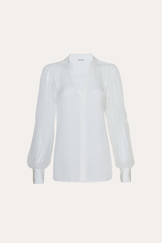 Women Chiffon Button Down Shirt Fresh Pearl | Elie Tahari