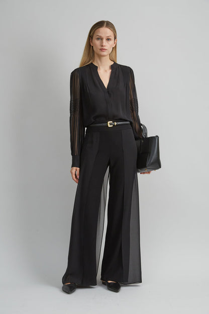 Women Chiffon Button Down Shirt Black | Elie Tahari