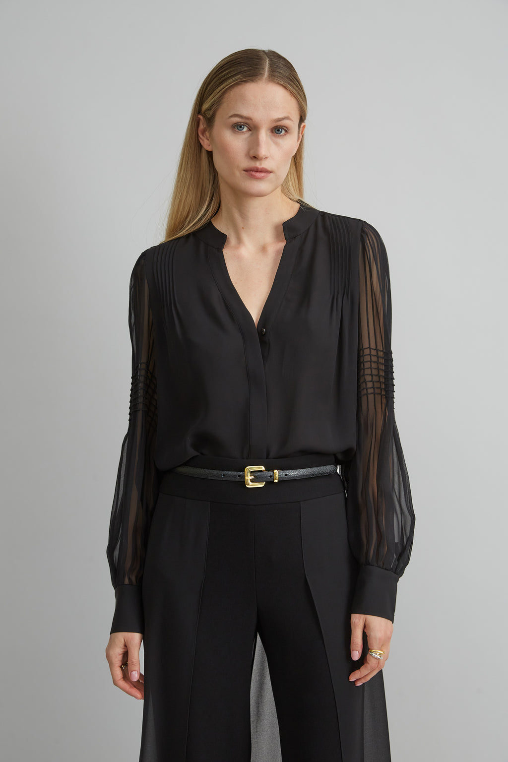 Women Chiffon Button Down Shirt Black | Elie Tahari