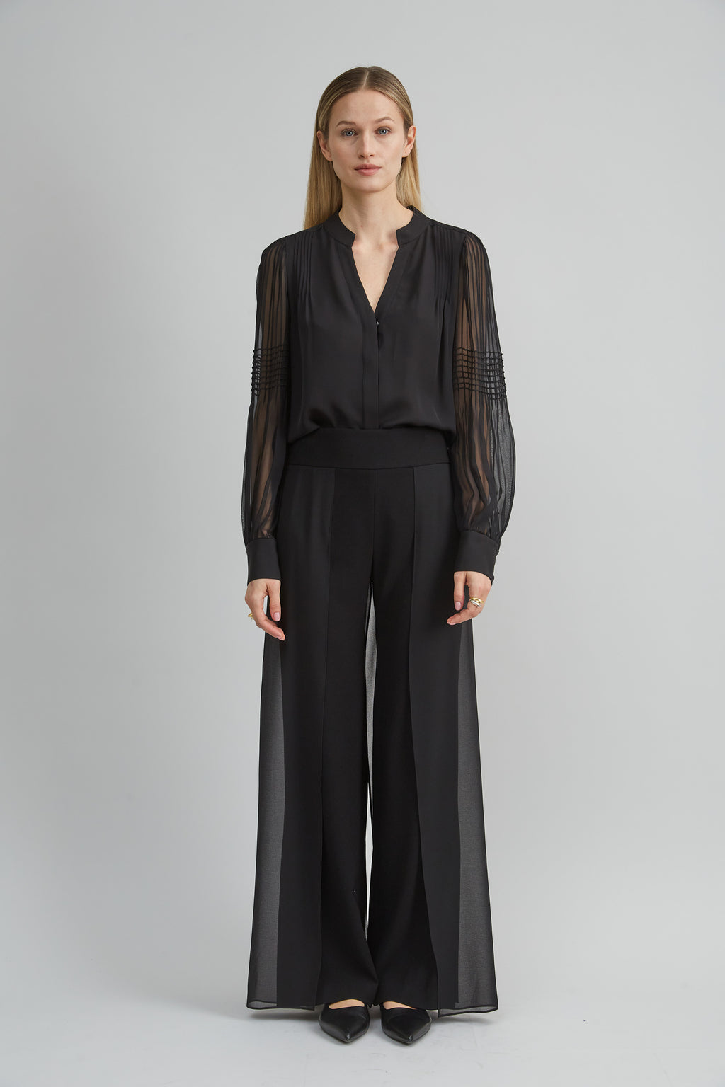 Women Chiffon Button Down Shirt Black | Elie Tahari
