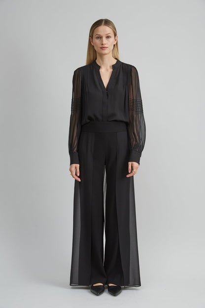 Women Chiffon Button Down Shirt Black | Elie Tahari