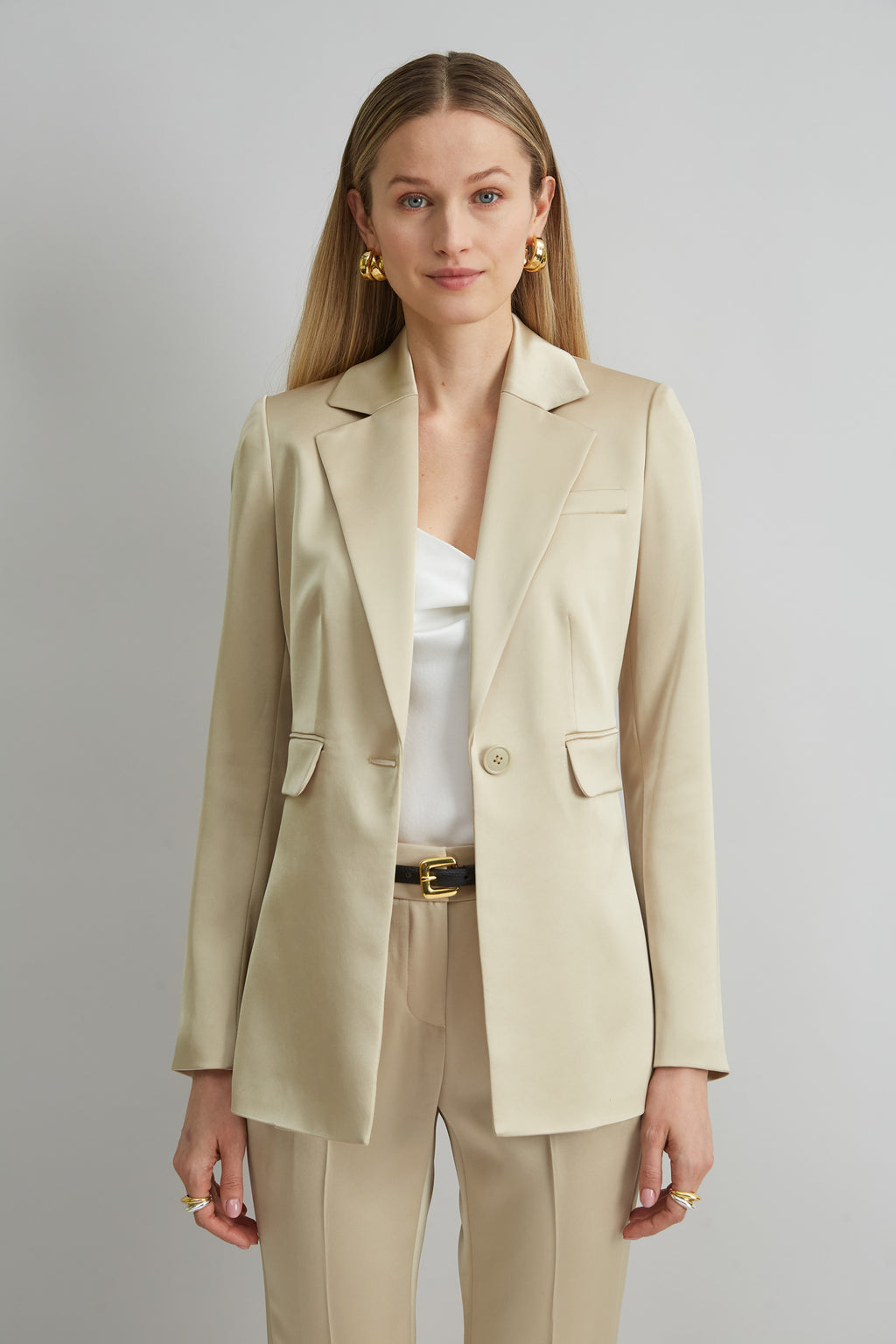 Women Satin Side Slit Blazer  | Elie Tahari